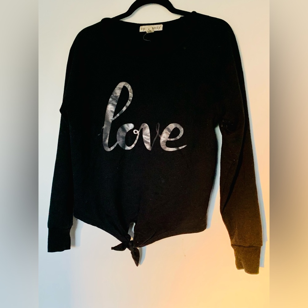 Black love sweatshirt front knot Size - M
